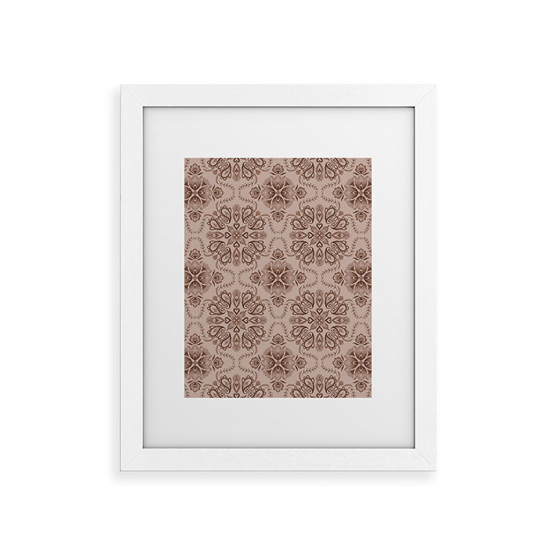Pimlada Phuapradit Floral Tiles Light Brown Framed Art Print
