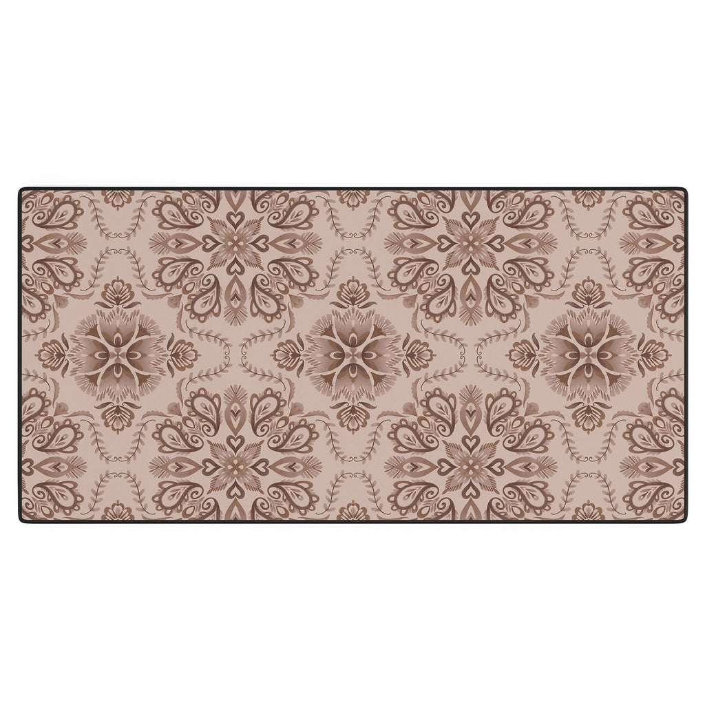 Pimlada Phuapradit Floral Tiles Light Brown Desk Mat