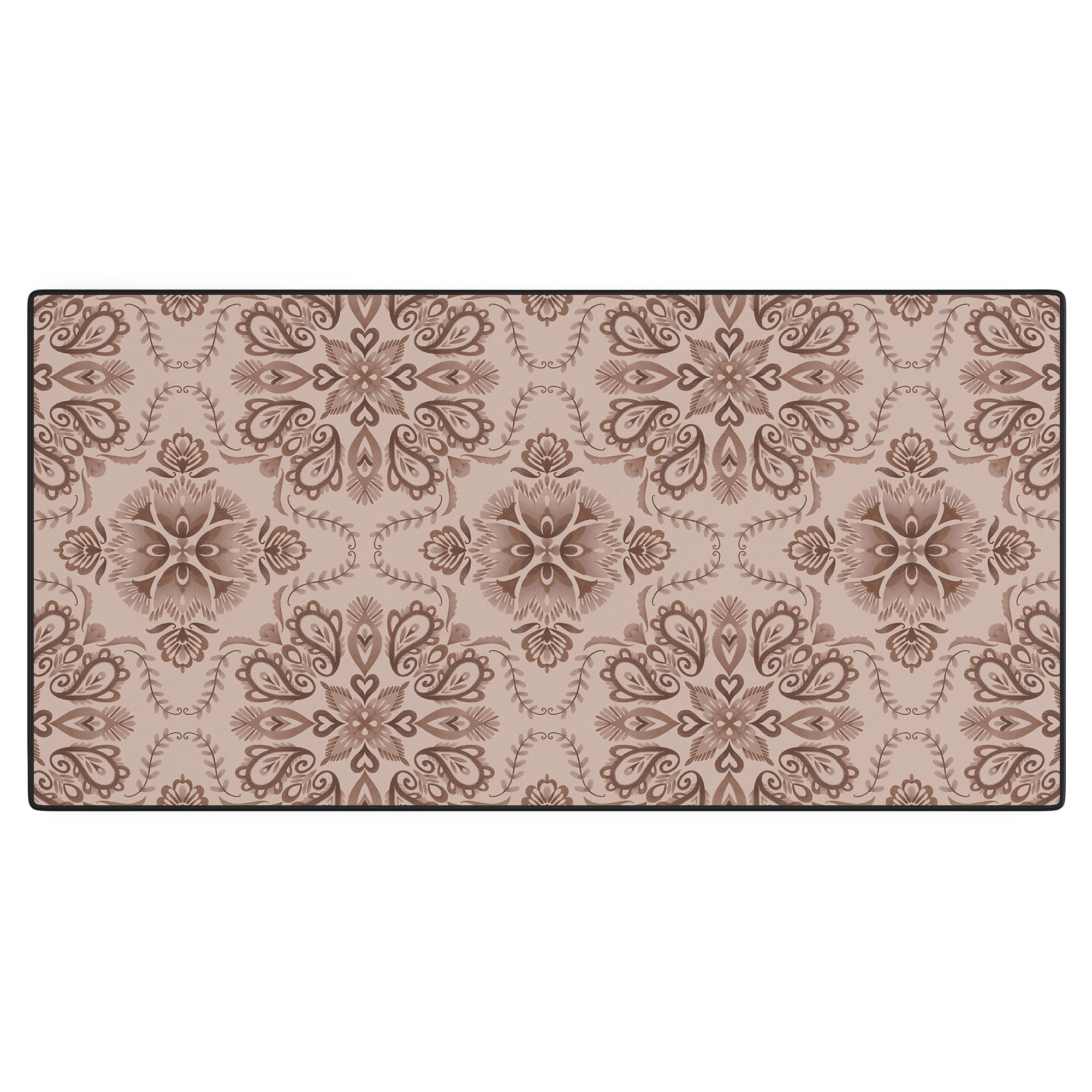 Pimlada Phuapradit Floral Tiles Light Brown Desk Mat