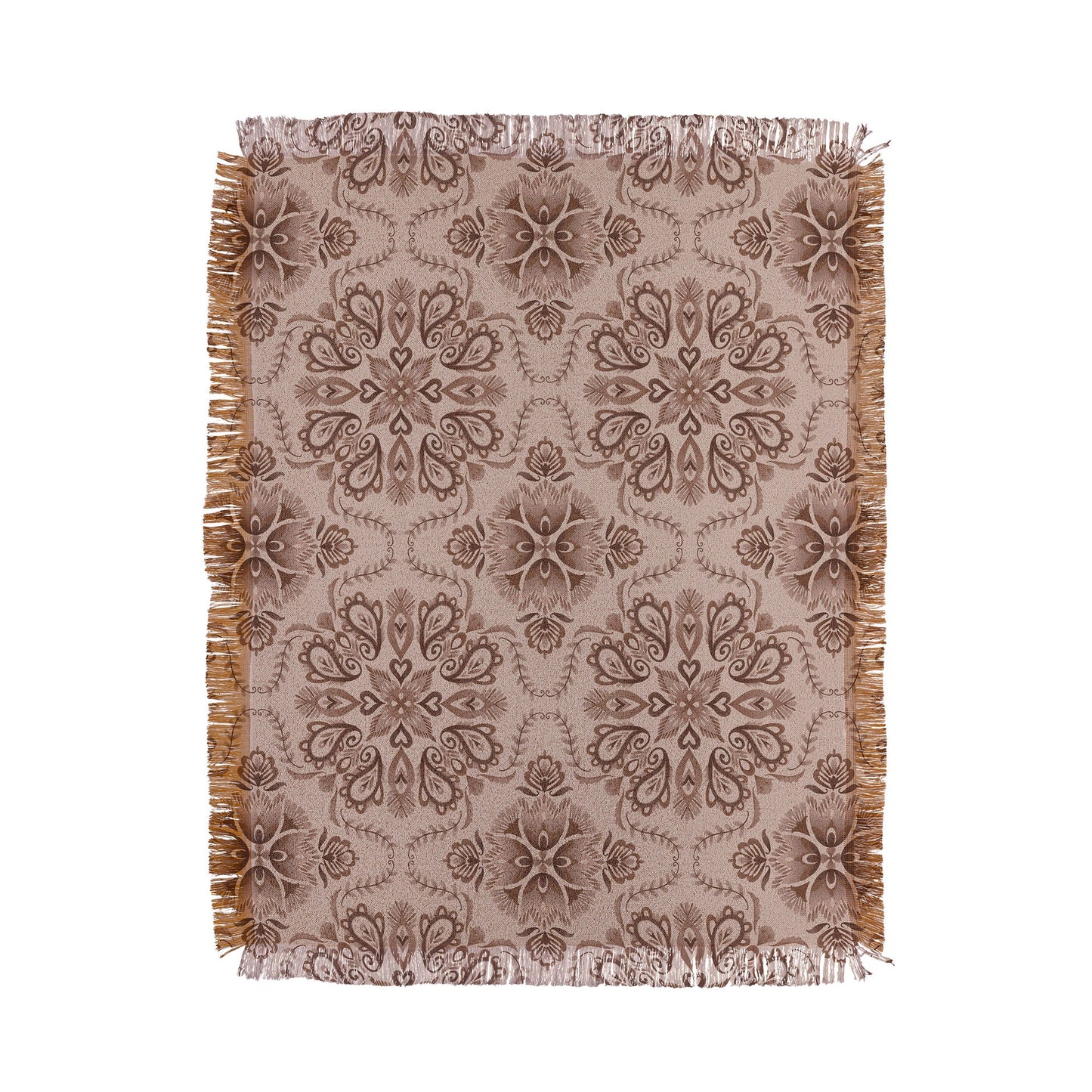 Pimlada Phuapradit Floral Tiles Light Brown Throw Blanket