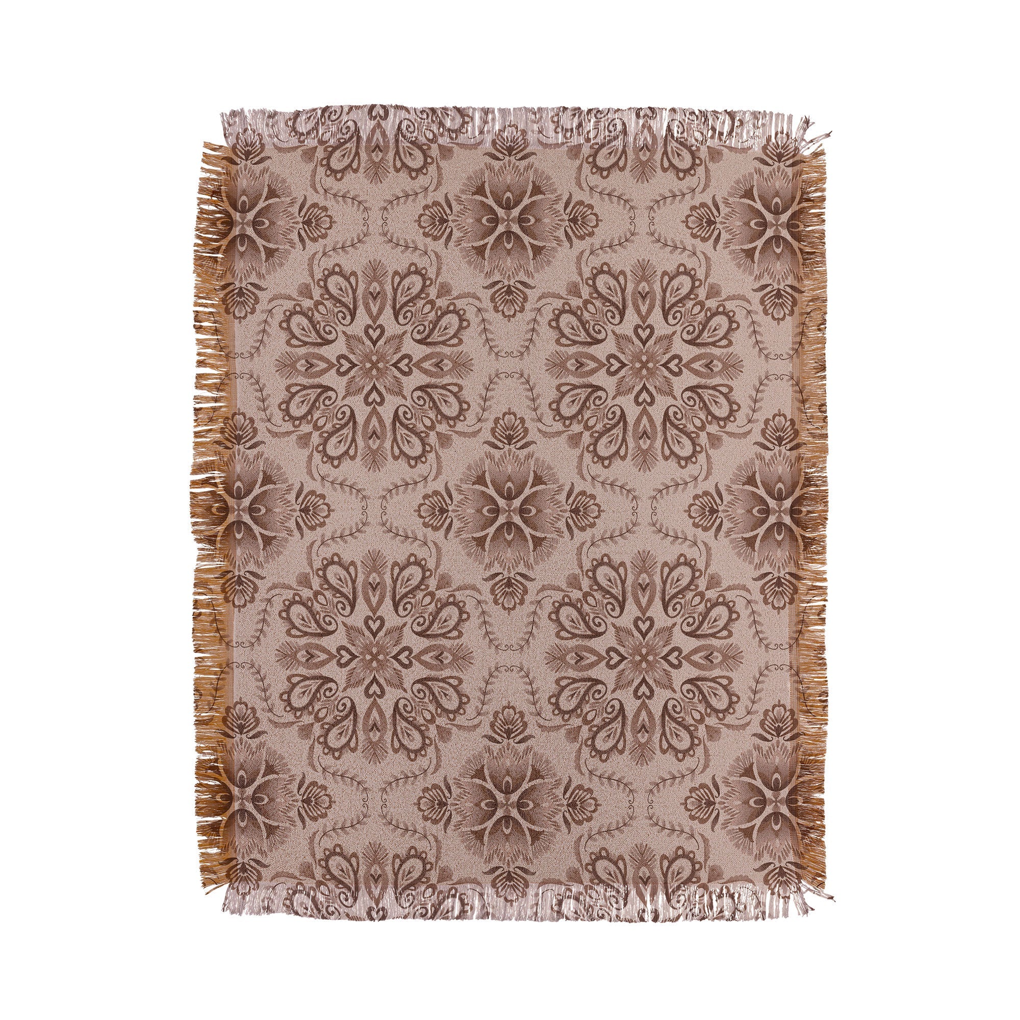 Pimlada Phuapradit Floral Tiles Light Brown Throw Blanket