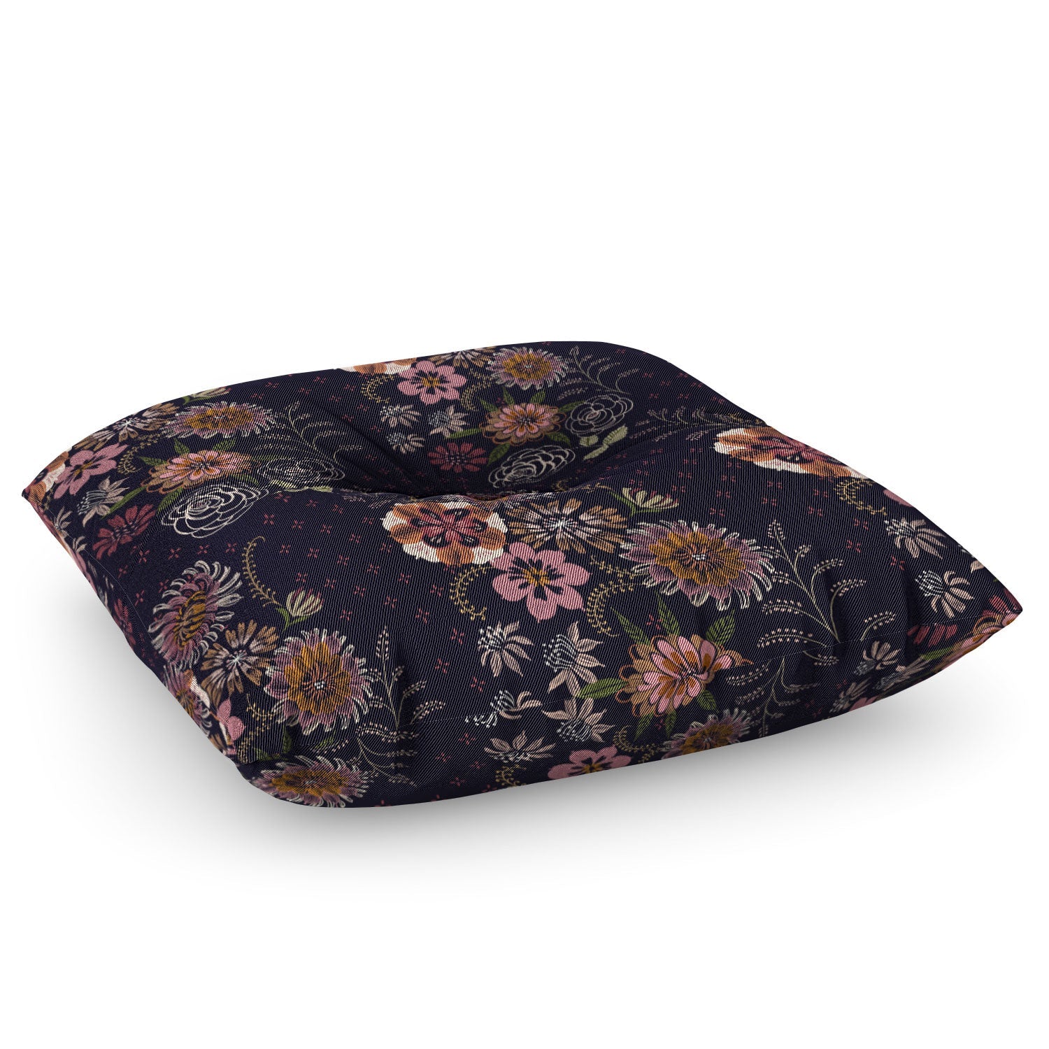 Pimlada Phuapradit Navy bouquet Floor Pillow Square