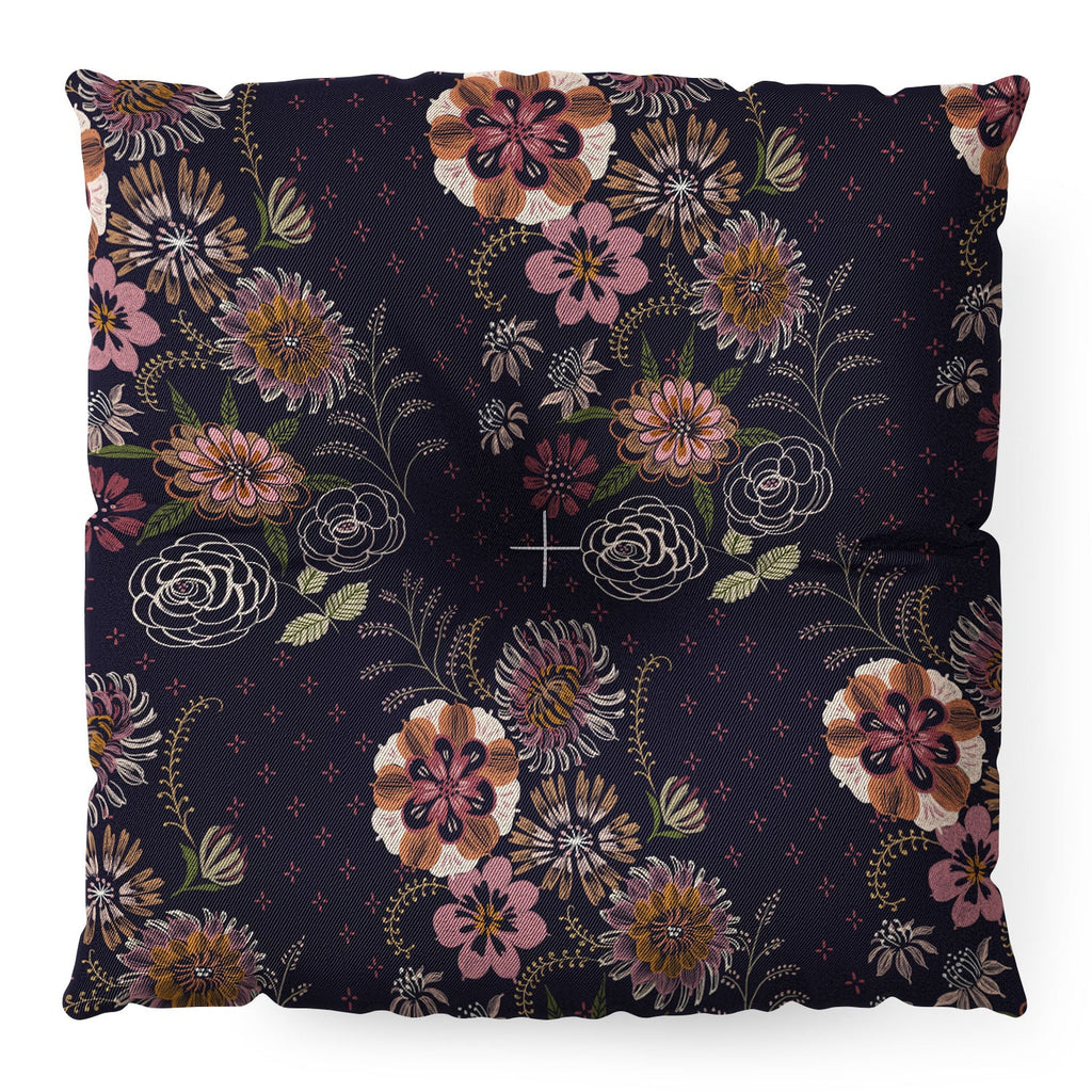 Pimlada Phuapradit Navy bouquet Floor Pillow Square