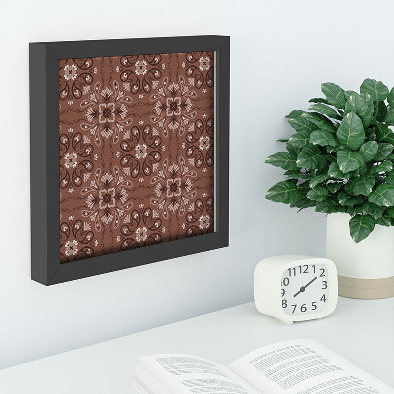 Pimlada Phuapradit Paisley Floral Tiles Brown Recessed Framing Square