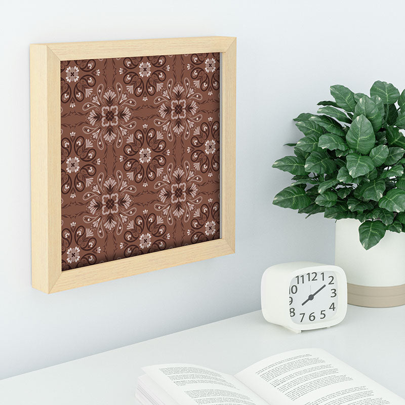 Pimlada Phuapradit Paisley Floral Tiles Brown Recessed Framing Square