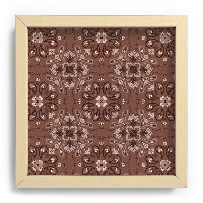 Pimlada Phuapradit Paisley Floral Tiles Brown Recessed Framing Square