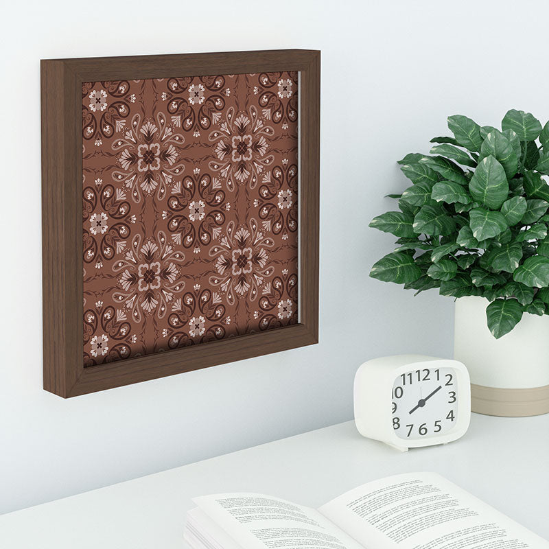 Pimlada Phuapradit Paisley Floral Tiles Brown Recessed Framing Square