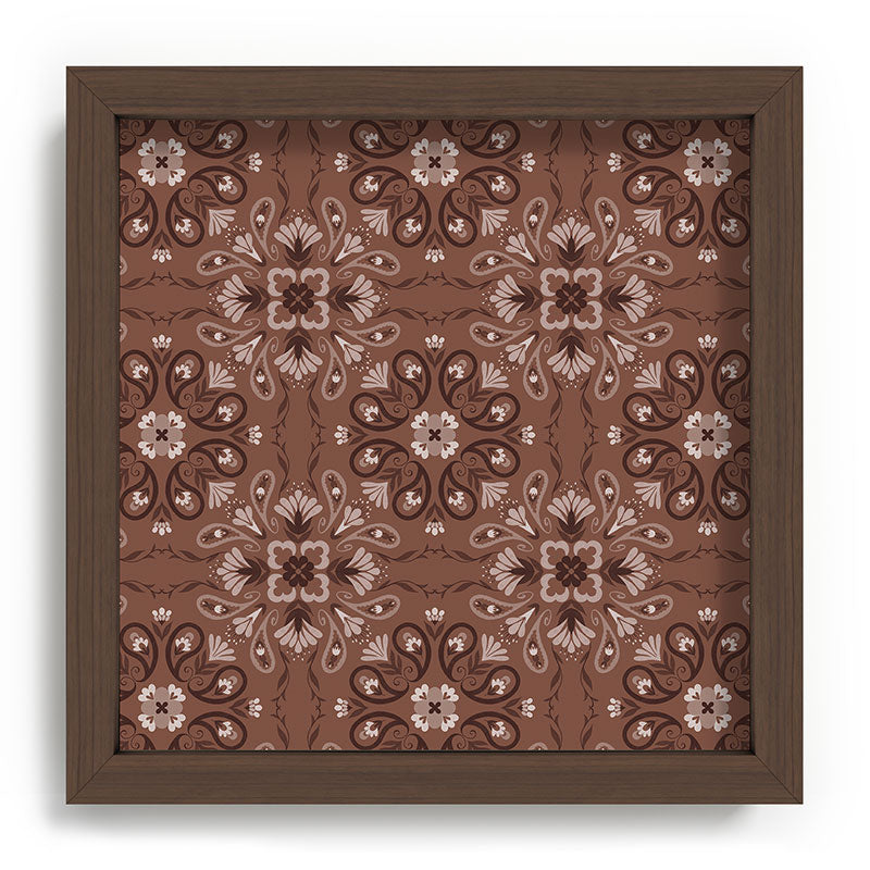 Pimlada Phuapradit Paisley Floral Tiles Brown Recessed Framing Square