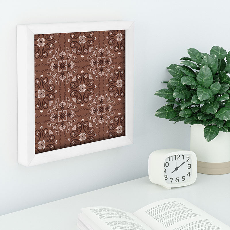 Pimlada Phuapradit Paisley Floral Tiles Brown Recessed Framing Square