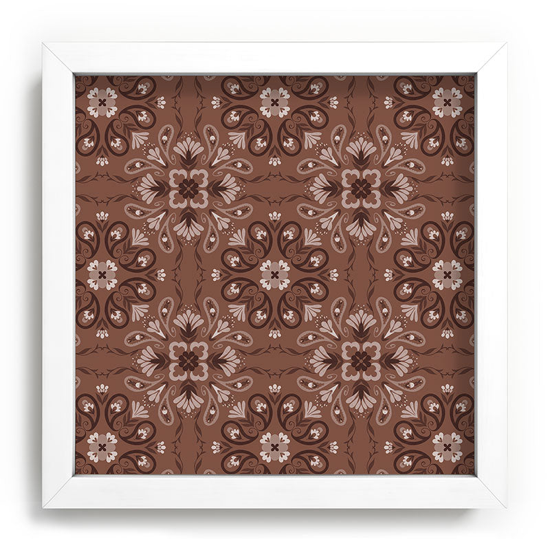 Pimlada Phuapradit Paisley Floral Tiles Brown Recessed Framing Square