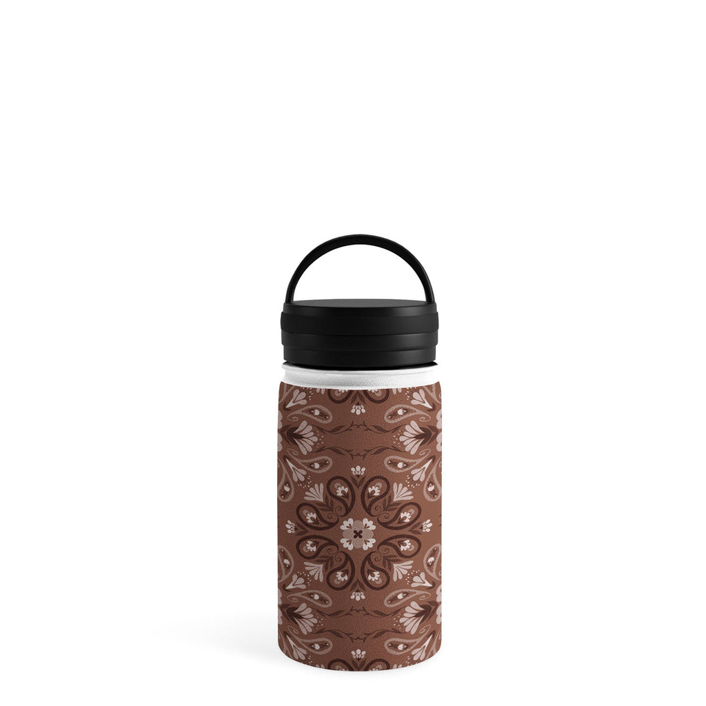 Pimlada Phuapradit Paisley Floral Tiles Brown Water Bottle
