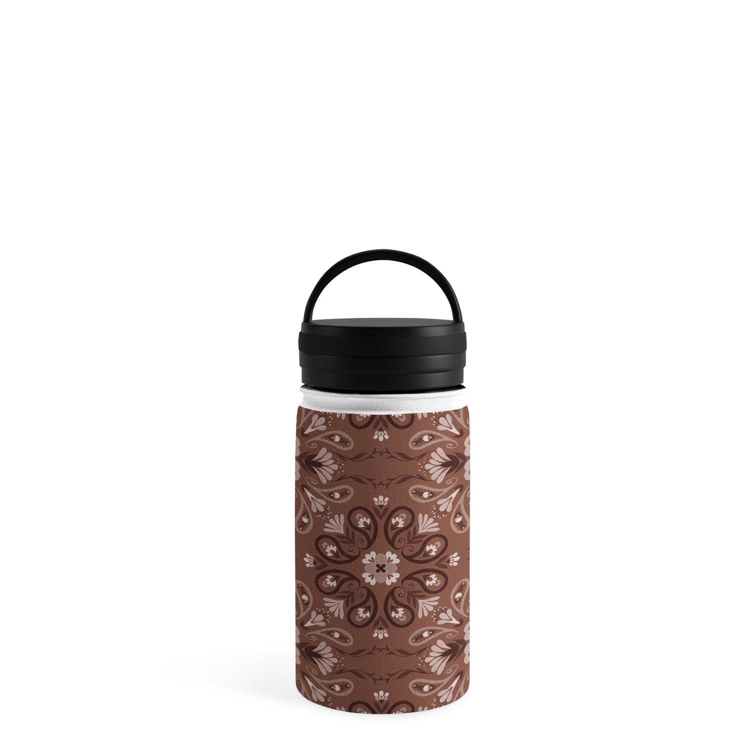 Pimlada Phuapradit Paisley Floral Tiles Brown Water Bottle