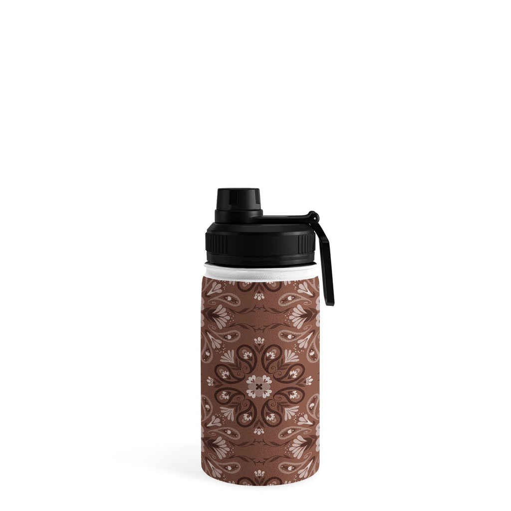 Pimlada Phuapradit Paisley Floral Tiles Brown Water Bottle