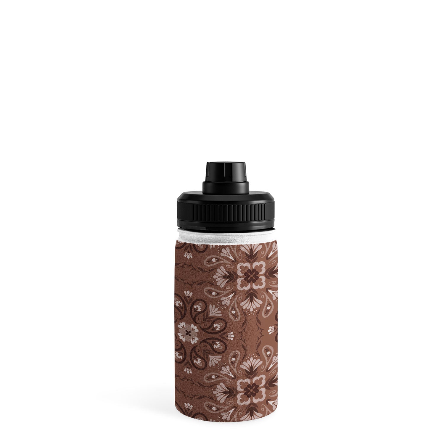 Pimlada Phuapradit Paisley Floral Tiles Brown Water Bottle
