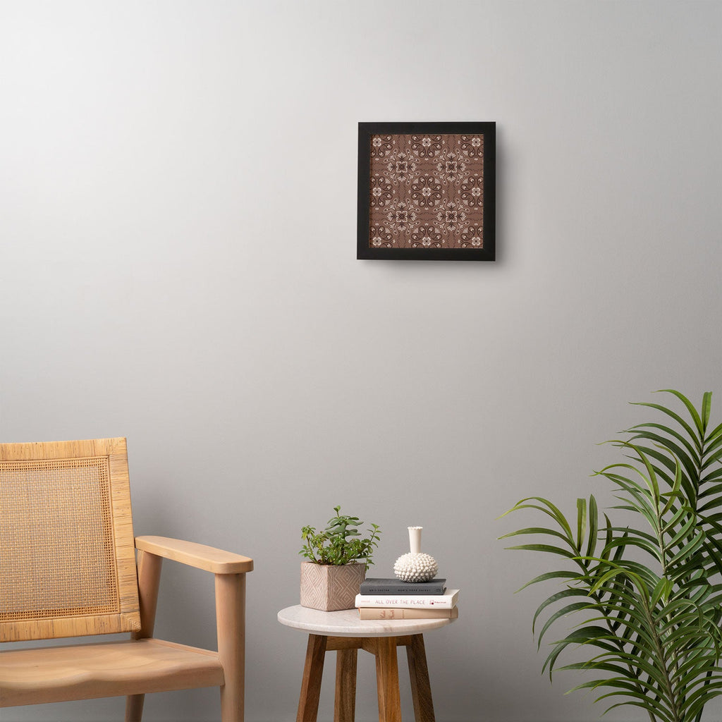 Pimlada Phuapradit Paisley Floral Tiles Brown Framed Wall Art