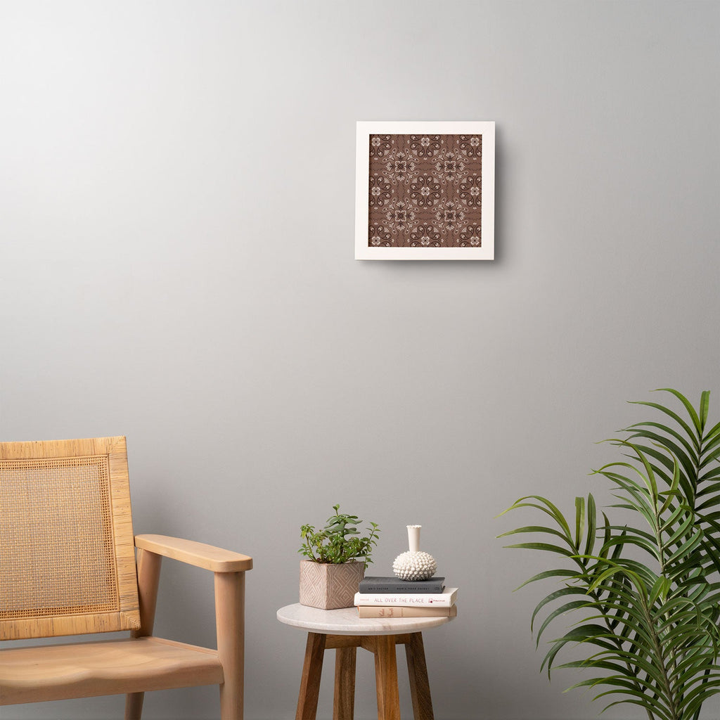 Pimlada Phuapradit Paisley Floral Tiles Brown Framed Wall Art