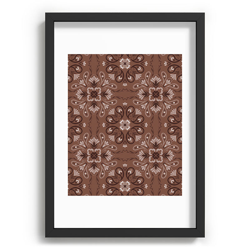 Pimlada Phuapradit Paisley Floral Tiles Brown Recessed Framing Rectangle