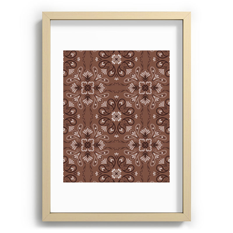 Pimlada Phuapradit Paisley Floral Tiles Brown Recessed Framing Rectangle