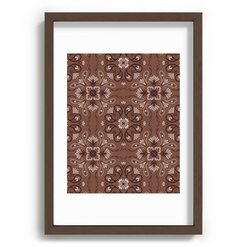 Pimlada Phuapradit Paisley Floral Tiles Brown Recessed Framing Rectangle
