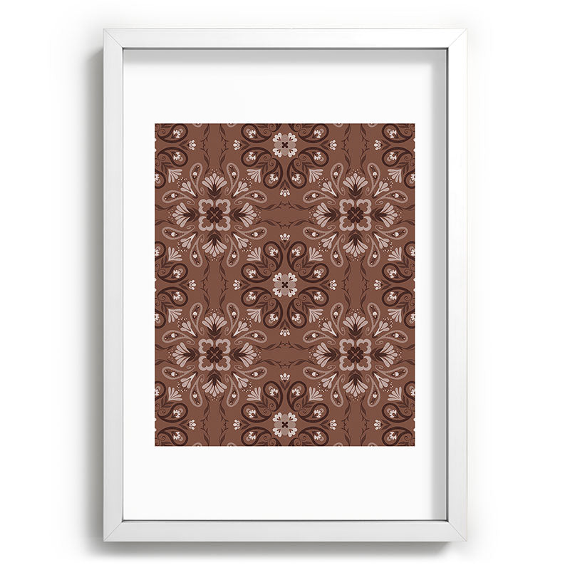 Pimlada Phuapradit Paisley Floral Tiles Brown Recessed Framing Rectangle