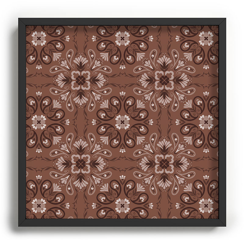 Pimlada Phuapradit Paisley Floral Tiles Brown Recessed Framing Square