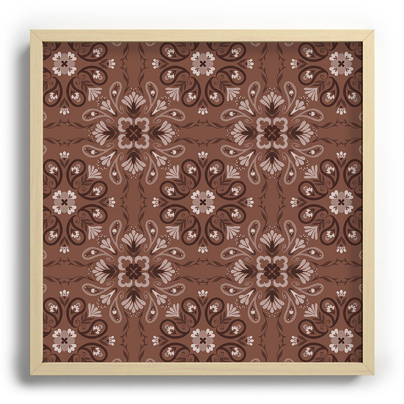 Pimlada Phuapradit Paisley Floral Tiles Brown Recessed Framing Square