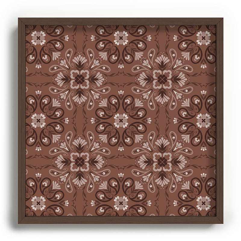 Pimlada Phuapradit Paisley Floral Tiles Brown Recessed Framing Square