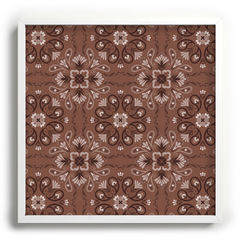 Pimlada Phuapradit Paisley Floral Tiles Brown Recessed Framing Square