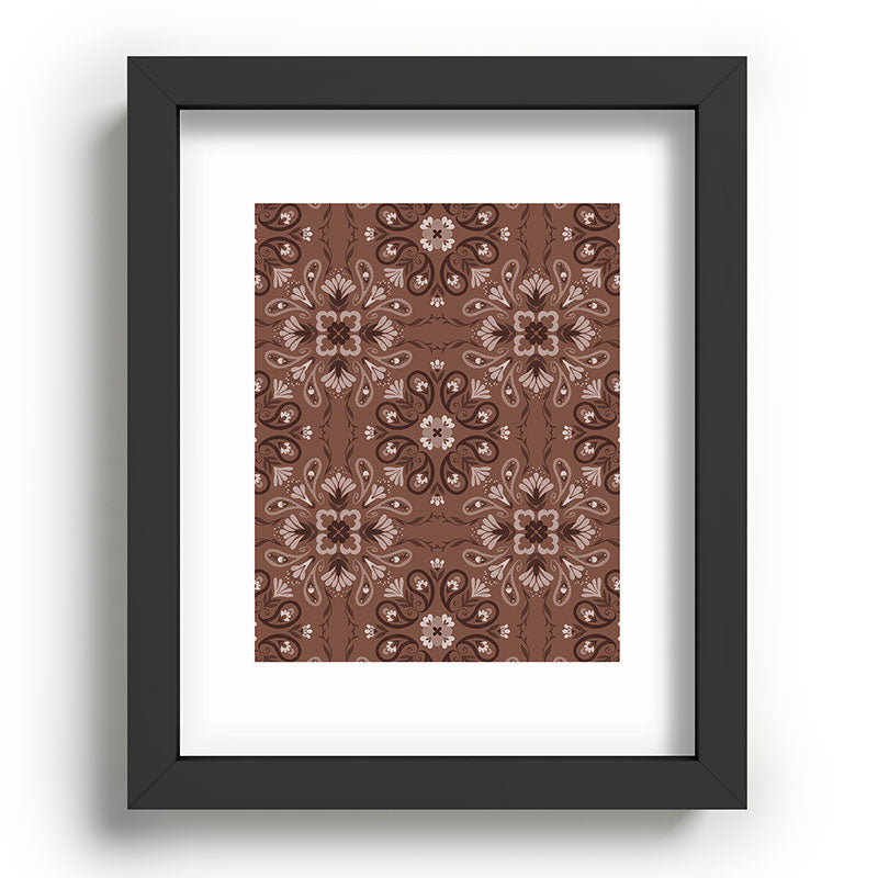 Pimlada Phuapradit Paisley Floral Tiles Brown Recessed Framing Rectangle