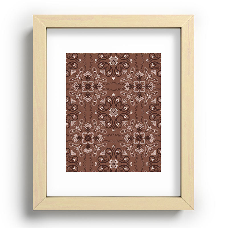 Pimlada Phuapradit Paisley Floral Tiles Brown Recessed Framing Rectangle