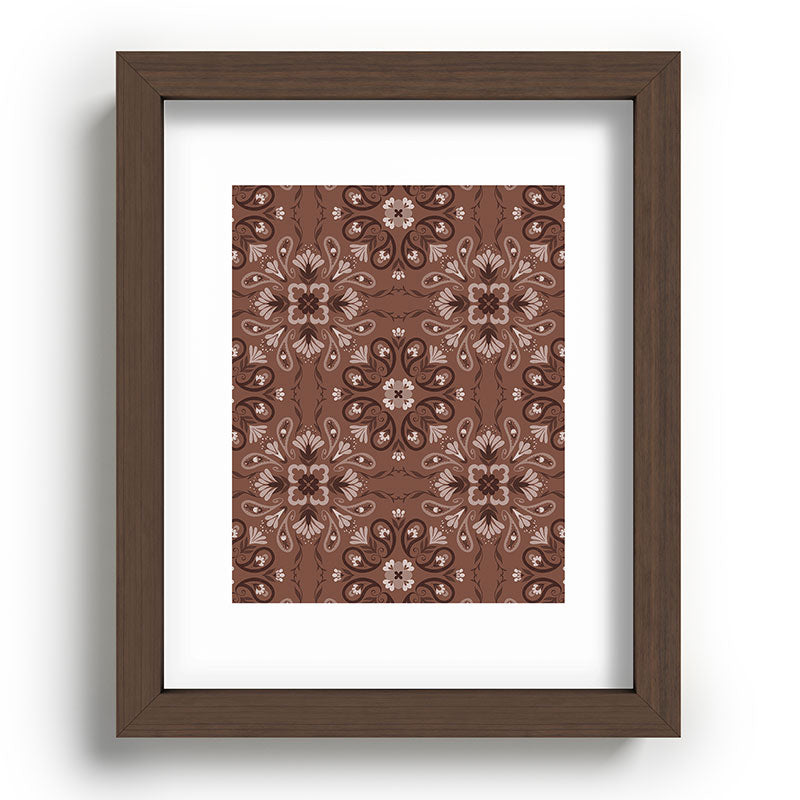 Pimlada Phuapradit Paisley Floral Tiles Brown Recessed Framing Rectangle