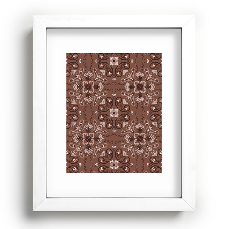 Pimlada Phuapradit Paisley Floral Tiles Brown Recessed Framing Rectangle