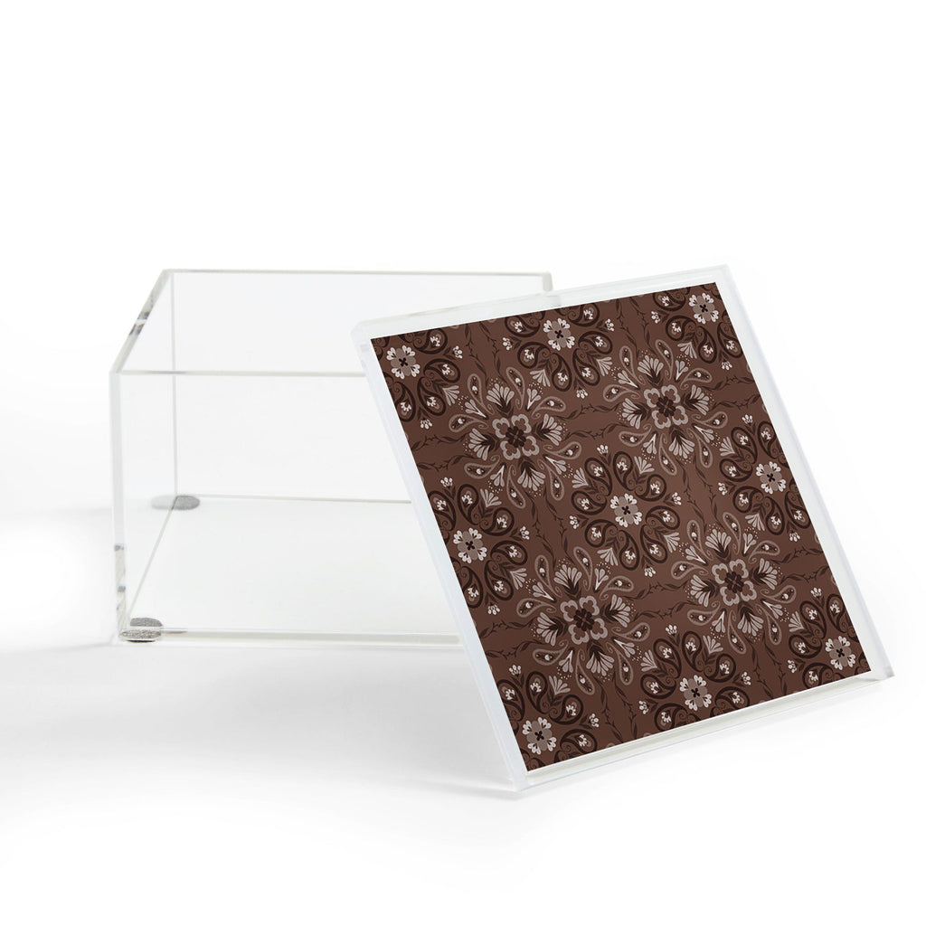 Pimlada Phuapradit Paisley Floral Tiles Brown Acrylic Box