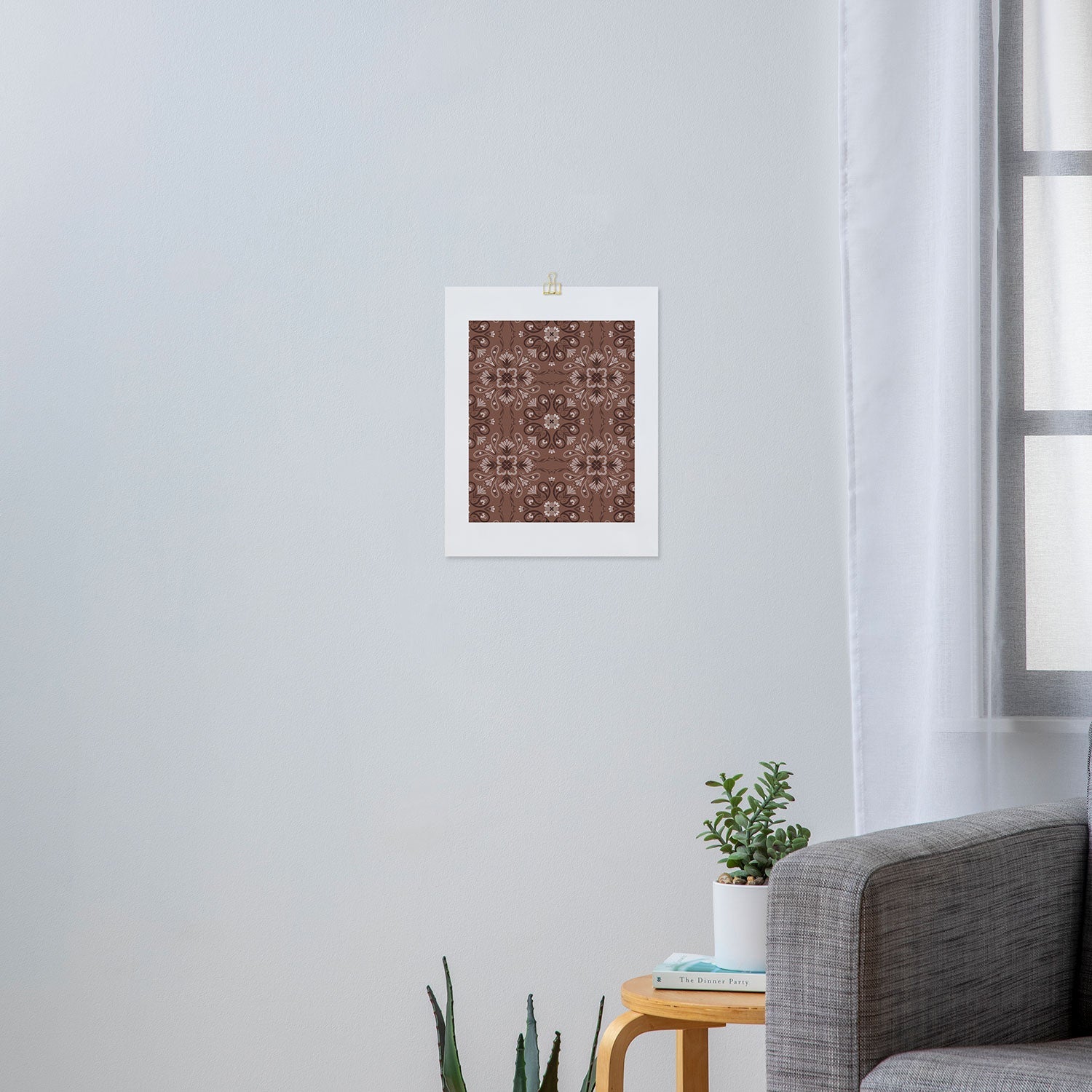 Pimlada Phuapradit Paisley Floral Tiles Brown Art Print
