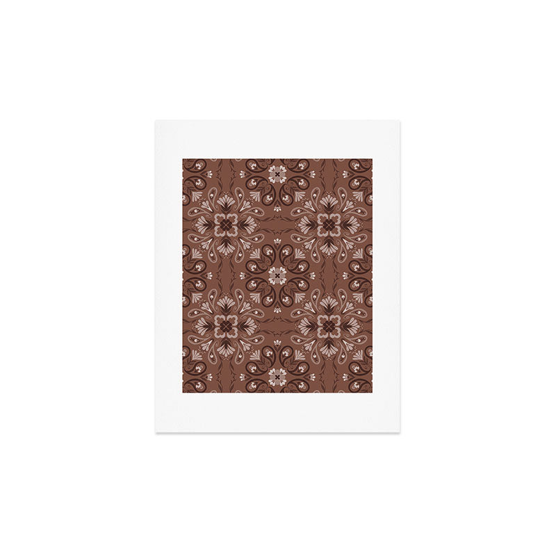 Pimlada Phuapradit Paisley Floral Tiles Brown Art Print
