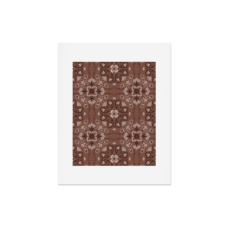 Pimlada Phuapradit Paisley Floral Tiles Brown Art Print