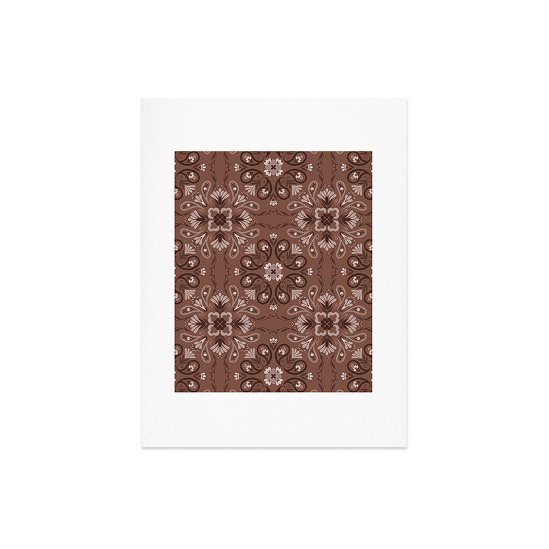Pimlada Phuapradit Paisley Floral Tiles Brown Art Print