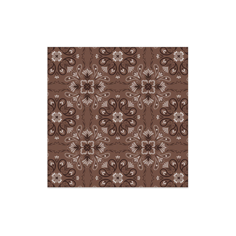 Pimlada Phuapradit Paisley Floral Tiles Brown Art Print