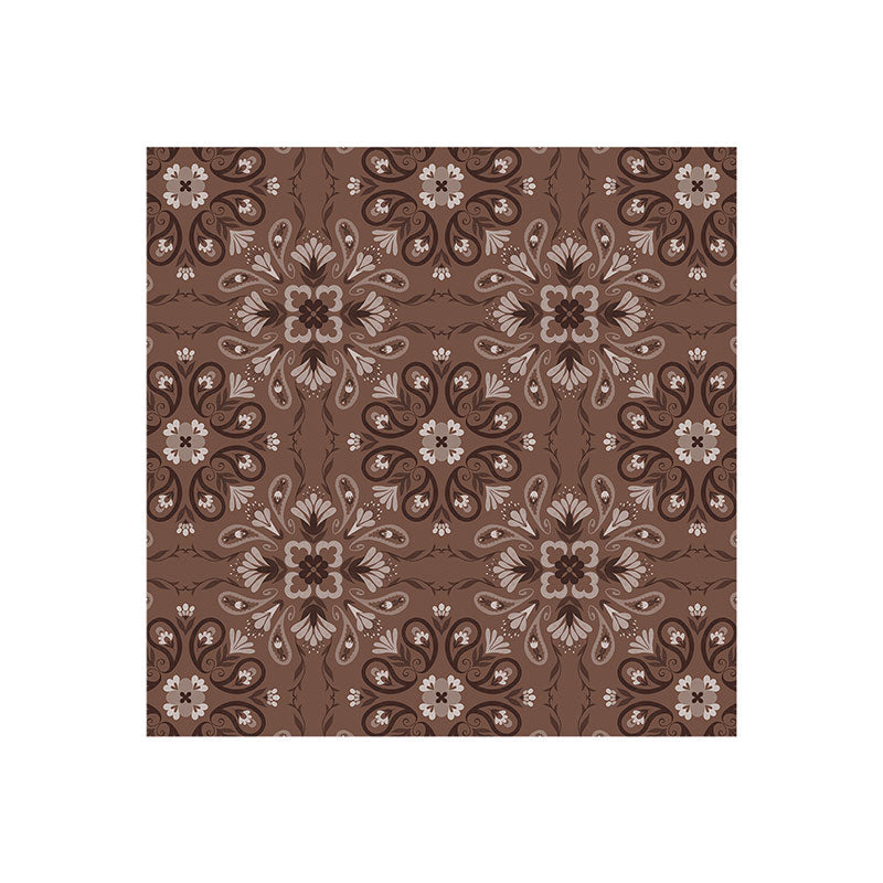 Pimlada Phuapradit Paisley Floral Tiles Brown Art Print