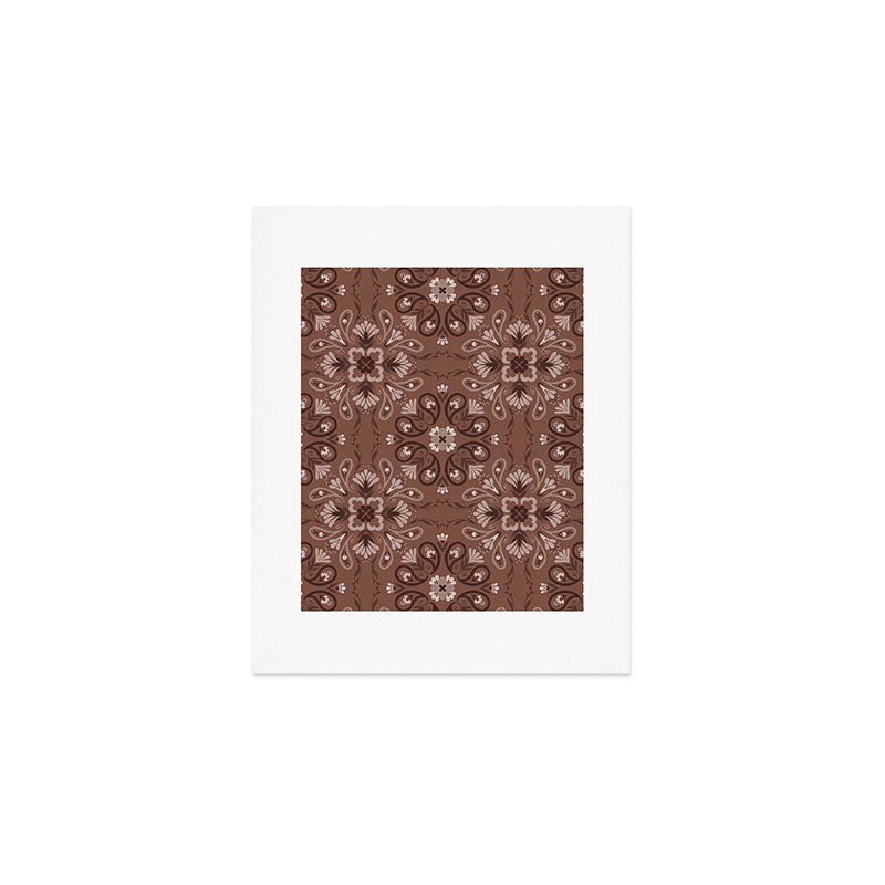 Pimlada Phuapradit Paisley Floral Tiles Brown Art Print