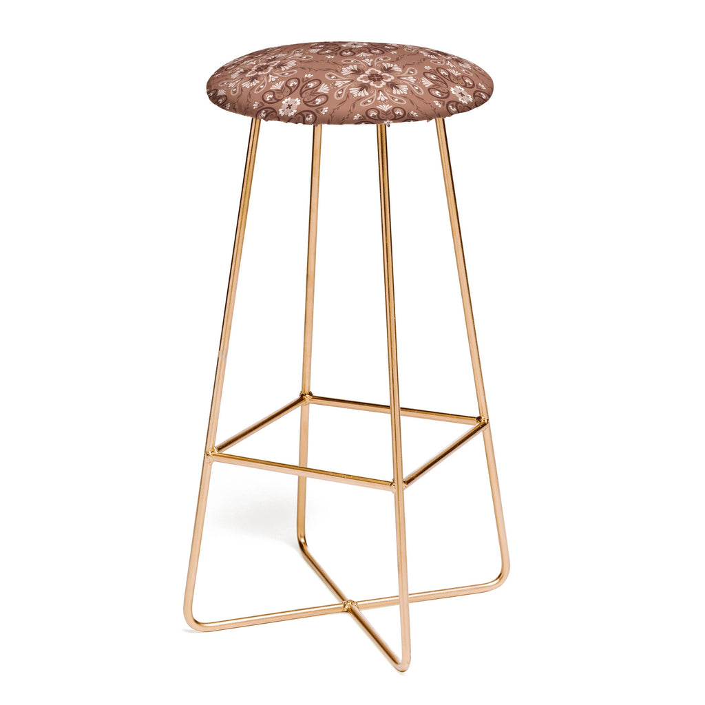 Pimlada Phuapradit Paisley Floral Tiles Brown Bar Stool