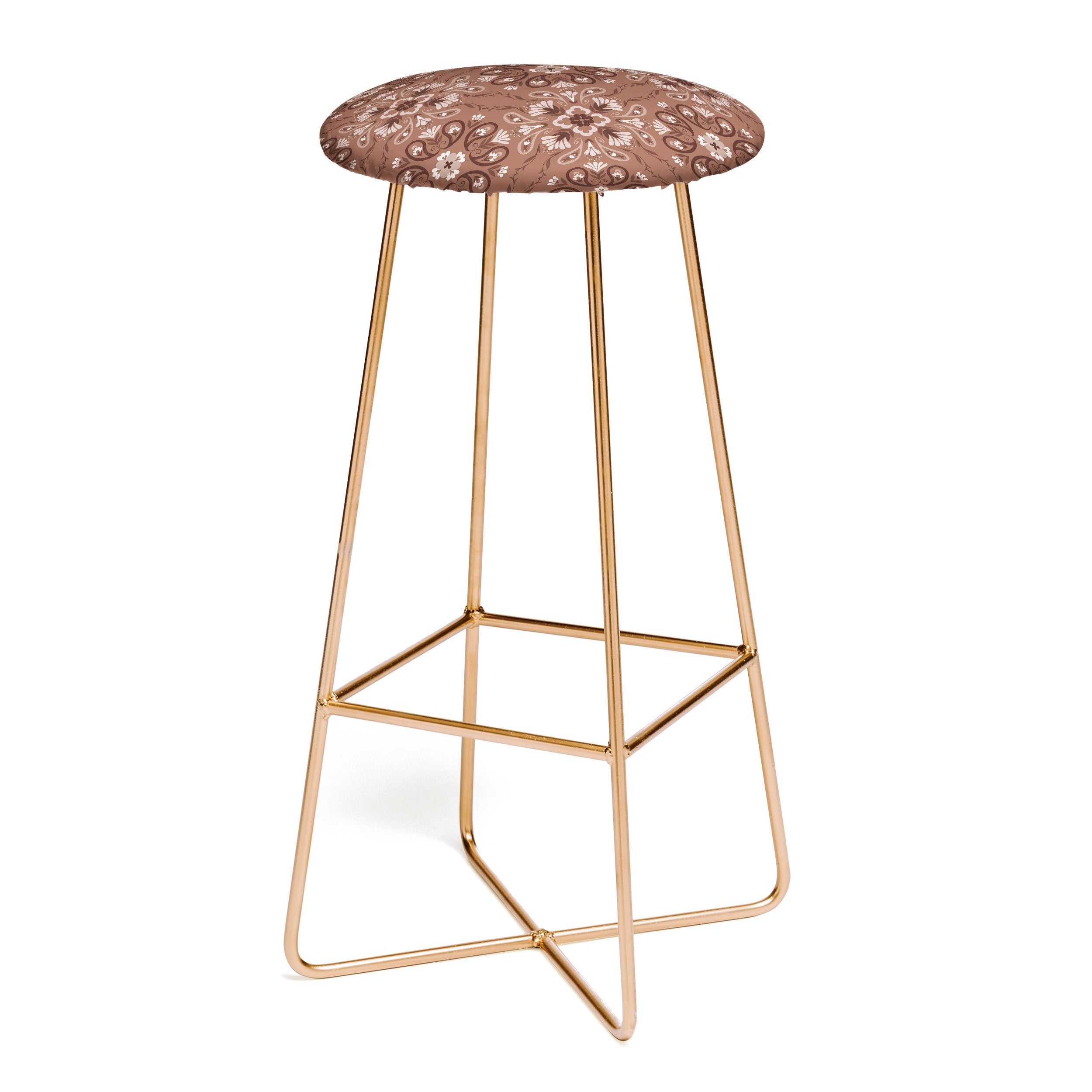 Pimlada Phuapradit Paisley Floral Tiles Brown Bar Stool