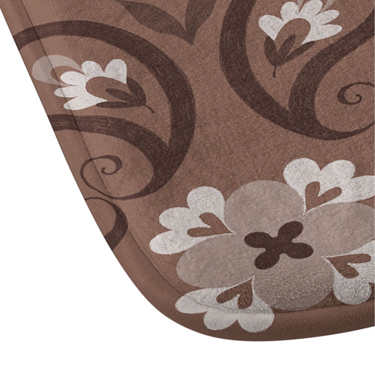 Pimlada Phuapradit Paisley Floral Tiles Brown Memory Foam Bath Mat