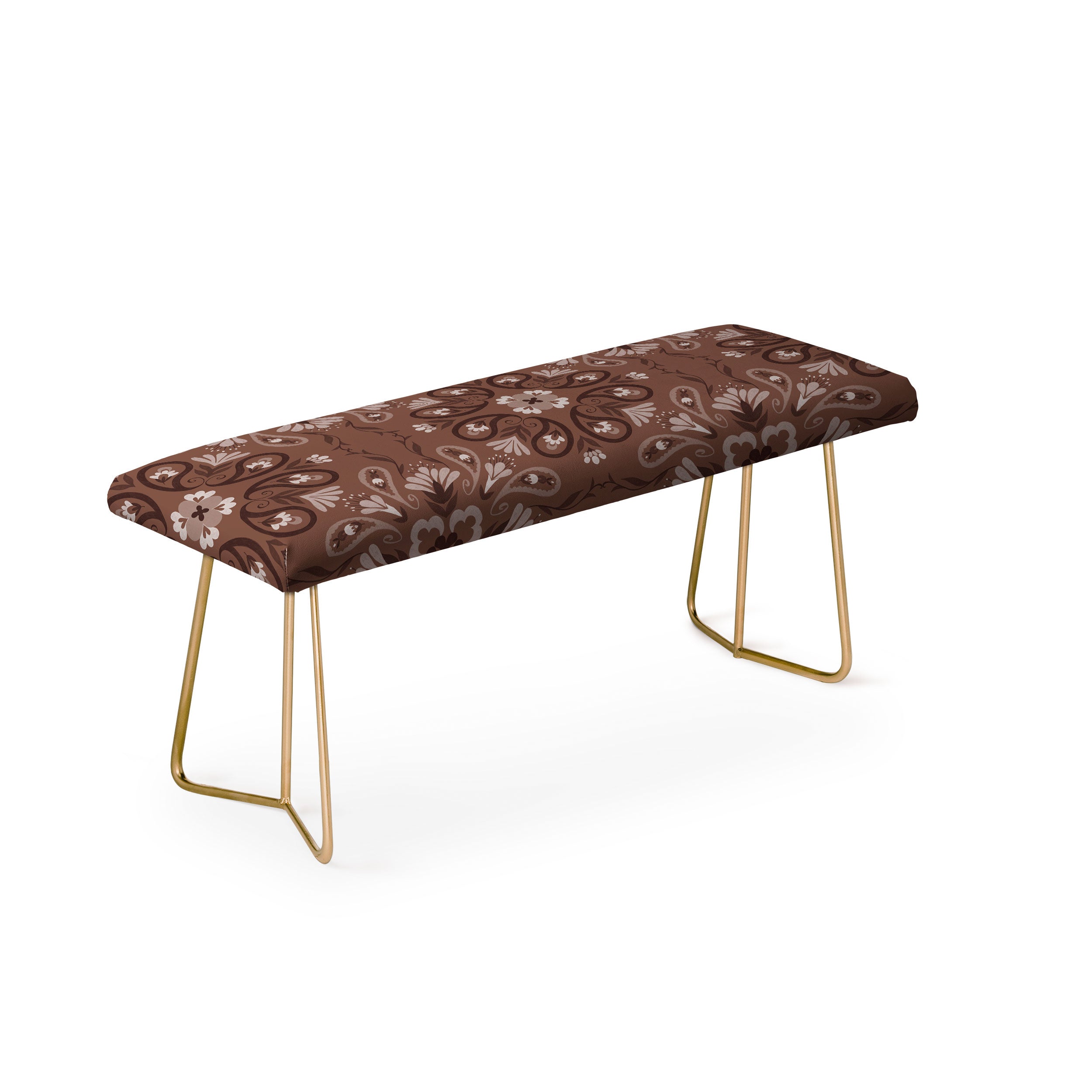 Pimlada Phuapradit Paisley Floral Tiles Brown Bench
