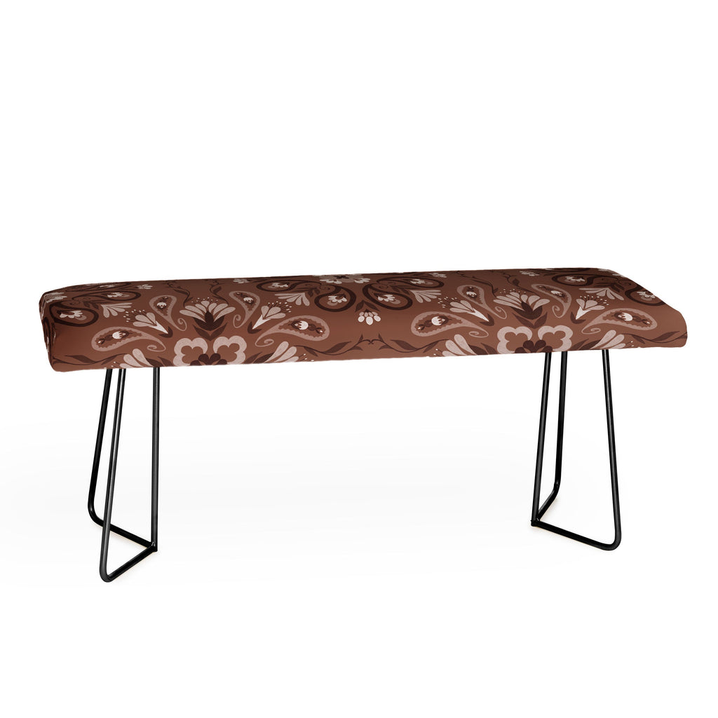 Pimlada Phuapradit Paisley Floral Tiles Brown Bench