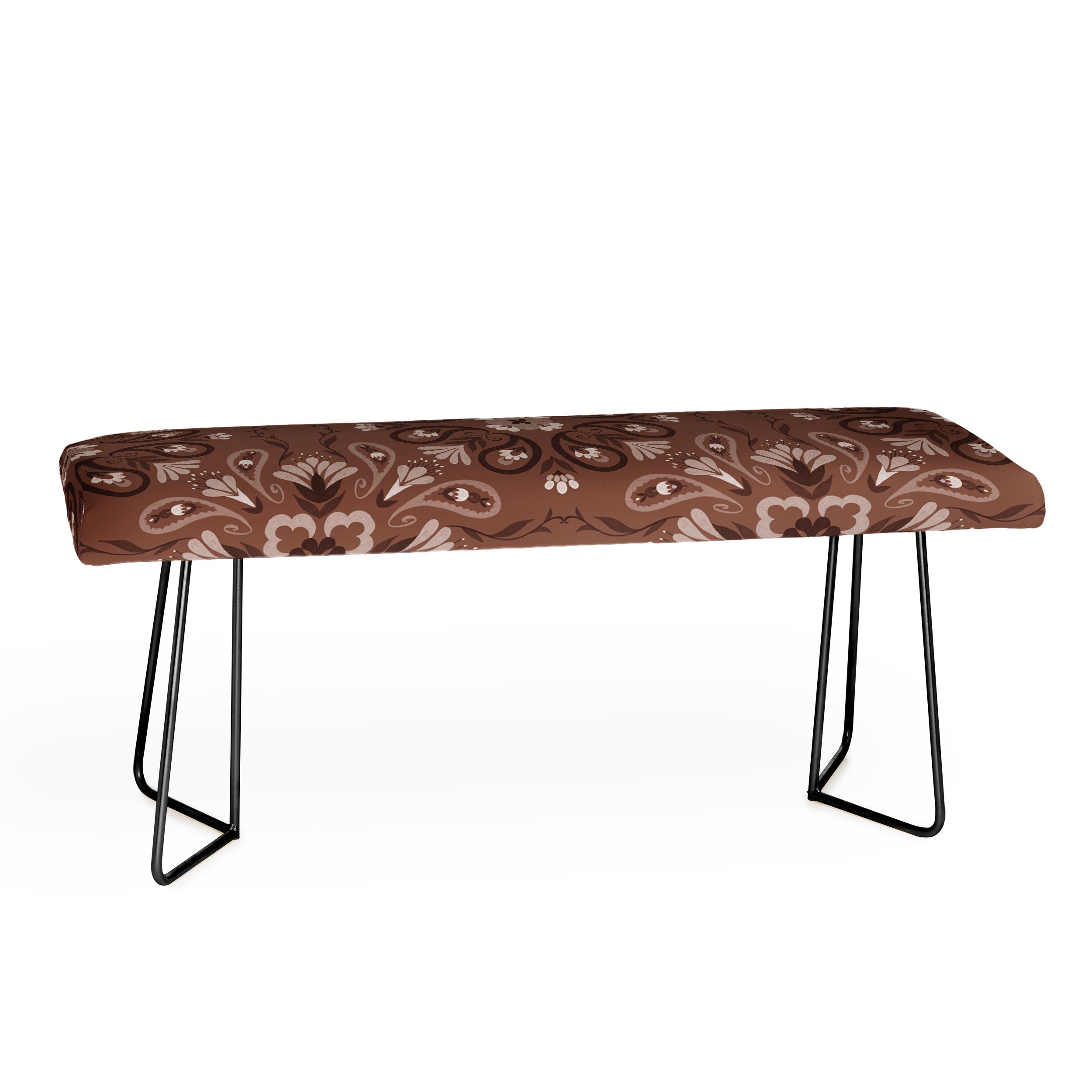 Pimlada Phuapradit Paisley Floral Tiles Brown Bench