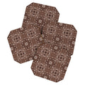 Pimlada Phuapradit Paisley Floral Tiles Brown Coaster Set