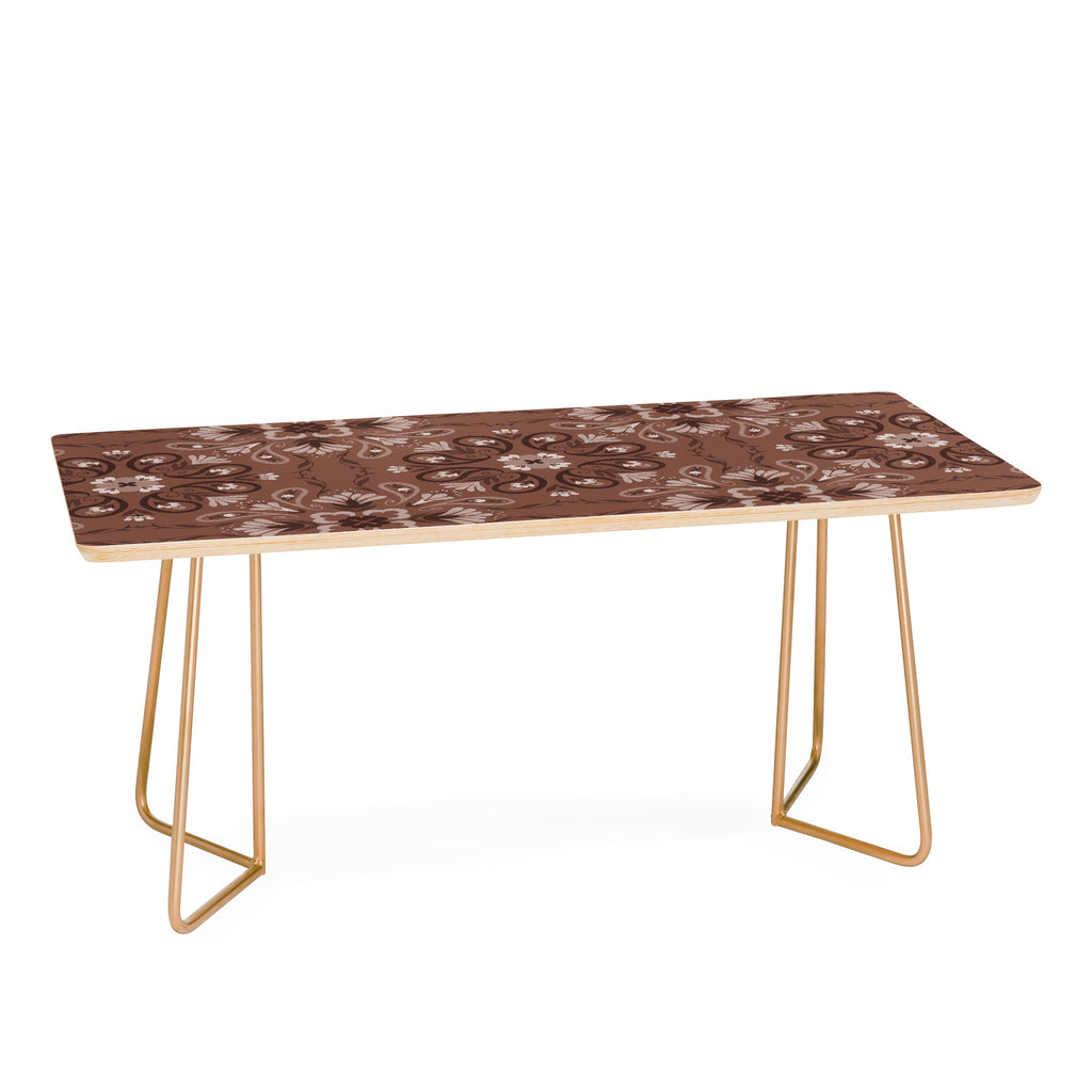 Pimlada Phuapradit Paisley Floral Tiles Brown Coffee Table