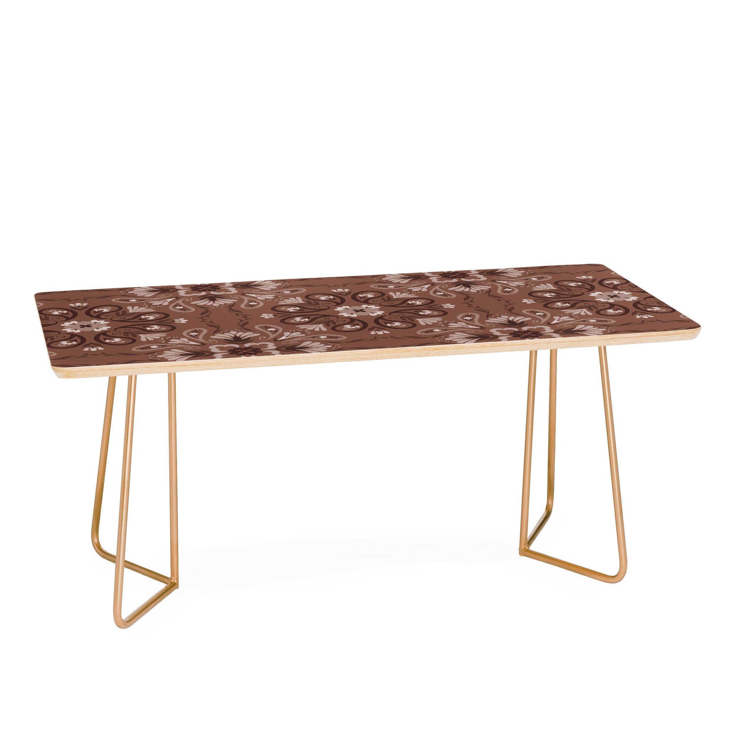 Pimlada Phuapradit Paisley Floral Tiles Brown Coffee Table