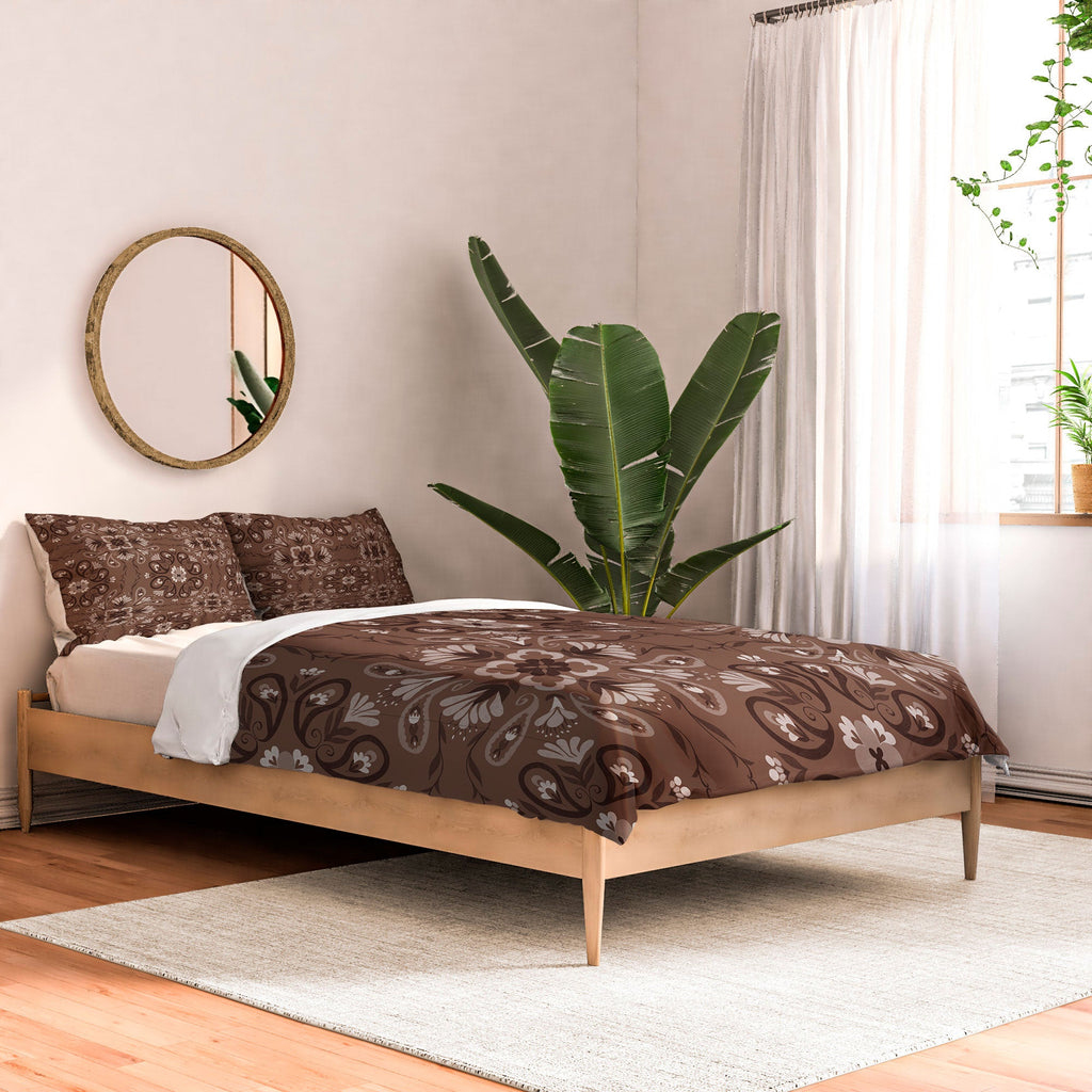 Pimlada Phuapradit Paisley Floral Tiles Brown Comforter